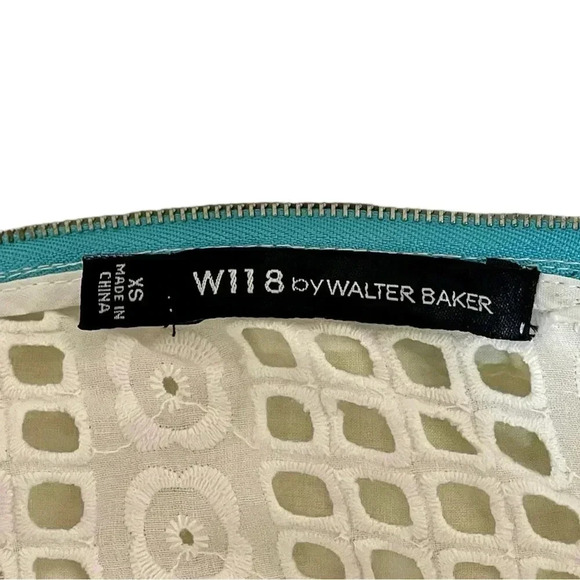 W118 by Walter Baker A Line Open Eyelet Abstract Yellow Mini Dress‎ Women Sz XS - Picture 6 of 7